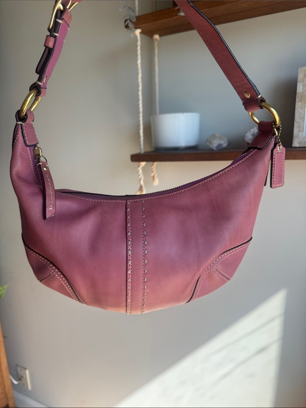 Coach SoHo Leather Shoulder Bag in Dusty Rose